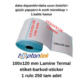 barkod etiket 100x120 mm lamine termal etiket ToptanTek