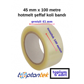 koli bandı 45 mm x 100 metre hotmelt şeffaf koli bandı