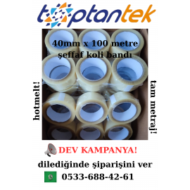 koli bandı 45 mm x 100 metre hotmelt şeffaf koli bandı